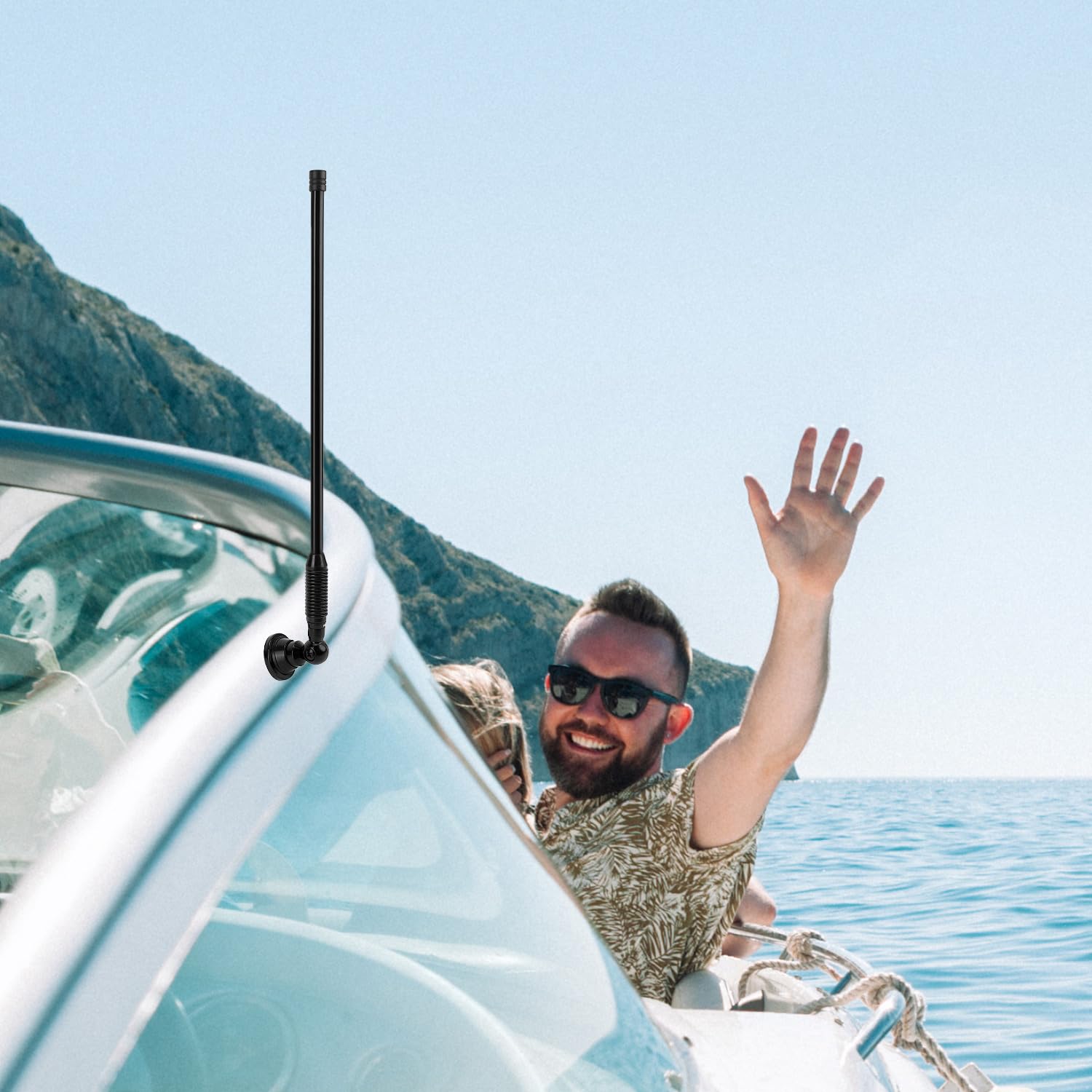 QWORK® Antenna Radio Marina, Auto Antenna Gomma 16'', Antenna Impermeabile, per Camper, Camion, Yacht, Barca