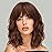 AISI HAIR Synthetic Wavy Curly Bob Wig with Bangs Ash Auburn Short Wavy Hair for Women Synthetic Heat Resistant Bob Wigs