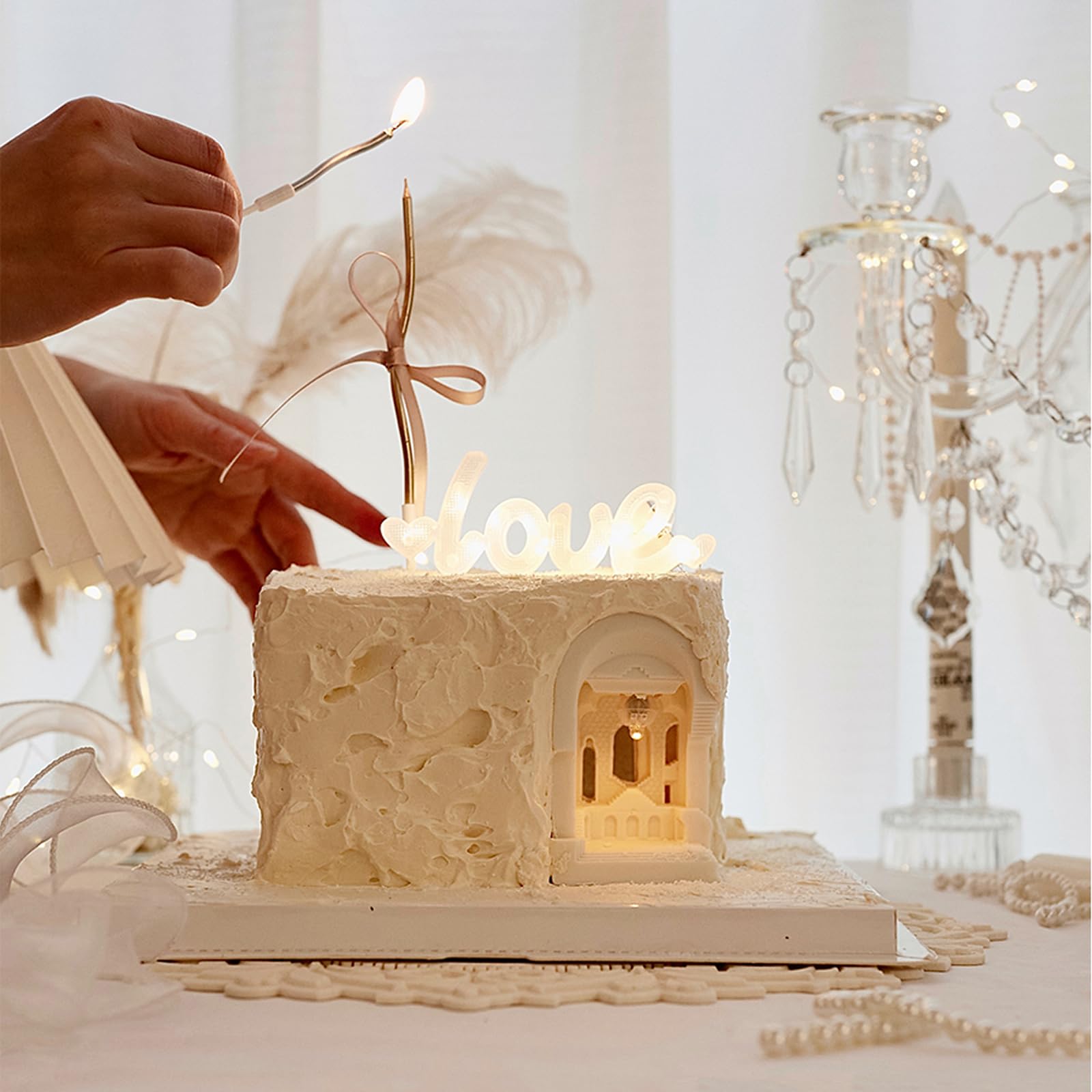 24 Candele Torta di Compleanno,Candele a Spirale di Compleanno Lunga E Sottile con superficie metallica,Candela a Spirale Cupcake per Compleanno Partito Torta Decorazioni (Champagne)