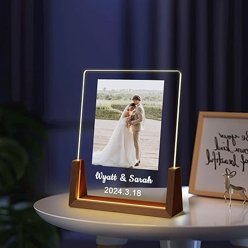 Miniatura 5 de Regalos personalizados para parejas, para él, su novio, novia, marco de fotos personalizado con nombre de foto, aniversario, cumpleaños, boda,