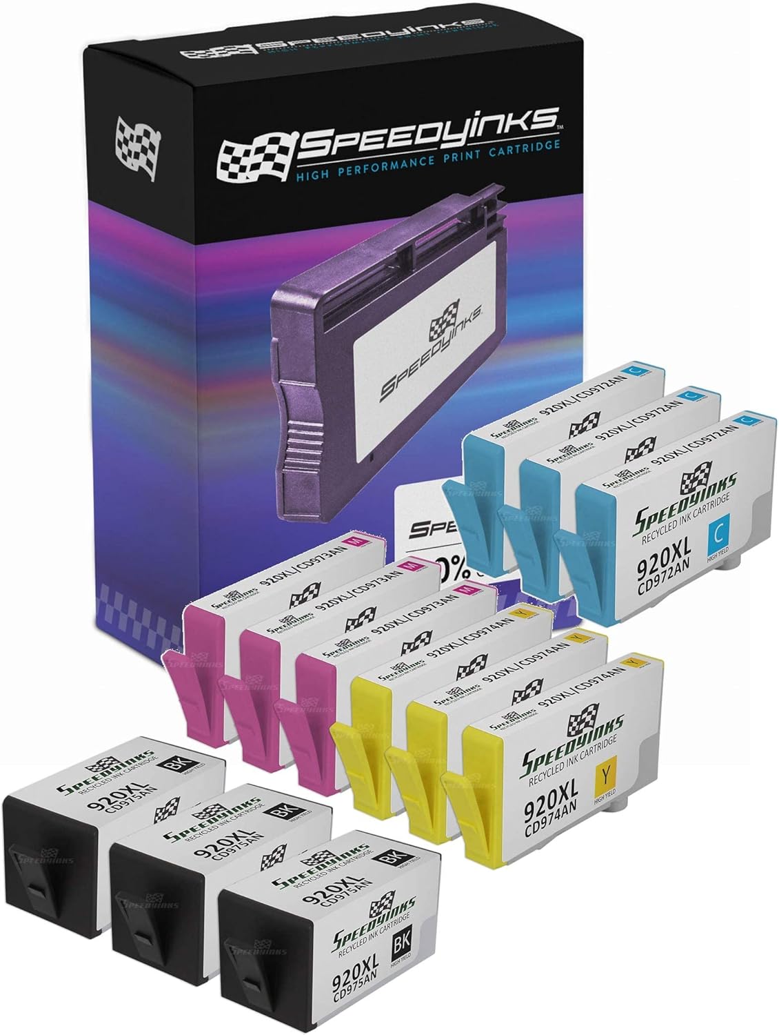 SPEEDYINKS Remanufactured Ink Cartridge Replacement for HP 920 XL High-Yield (3 Black, 3 Cyan,3 Magenta,3 Yellow, 12 Pk) Compatible with OfficeJet 6000 6500A 6500A 7000 7500A E910a 6500 7500A