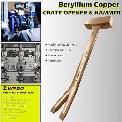 Miniatura 4 de WEDO Abridor de cajas sin chispas, abridor de cajas de seguridad sin chispas, cobre berilio, estándar DIN, certificado BAM y FM, 2.756 x 9.055in