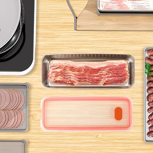 Miniatura 6 de Linkidea Organizadores y almacenamiento de refrigerador de acero inoxidable 304, organizador de nevera de tocino, almacenamiento de cocina de carnes