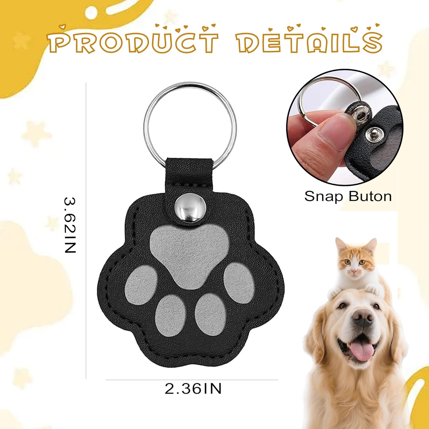 Dog Fur Storage Keychain, Dog Hair keychainPet Paw Shaped Leather KeychainPet Hair Keepsake Keyring, Pet Memorial Gifts - Image 3