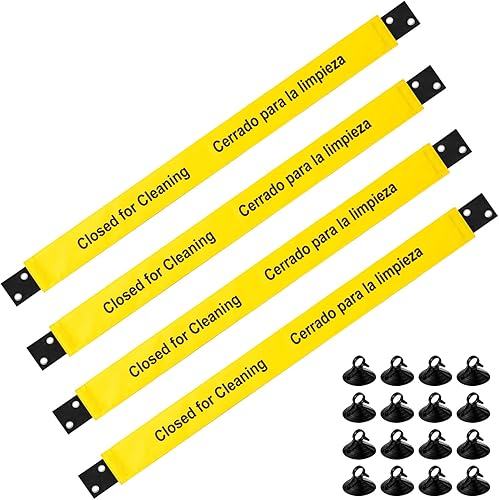 4 letreros magnéticos de nailon con extremos magnéticos de cierre para limpieza para baño, con 8 carteles magnéticos de succión para puerta (español