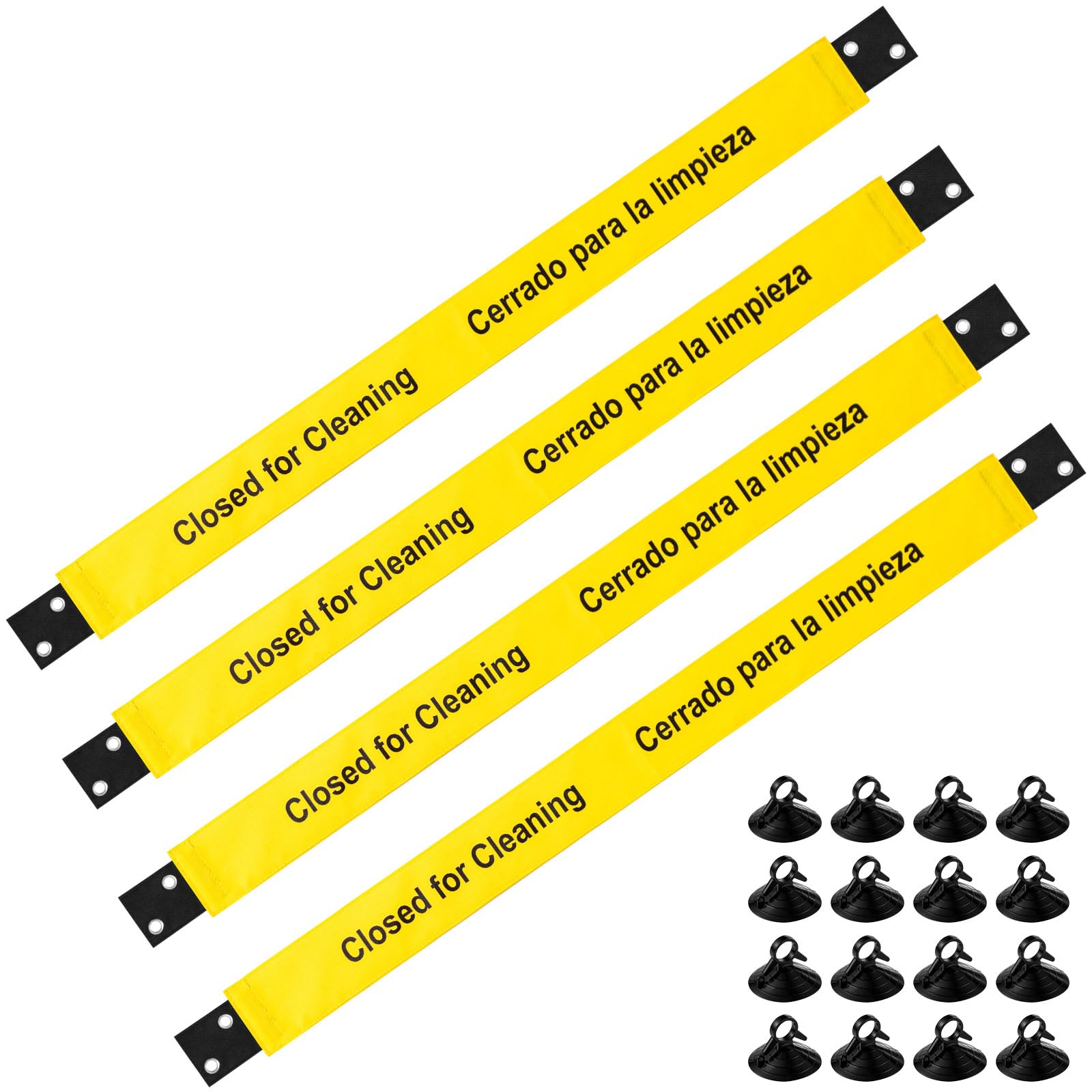 Barydat 2 Pcs Restroom Closed For Cleaning Sign With Magnetic Ends Nylon Bathroom Do Not Enter Magnetic Signs With Suction Cup Hanger Banner For Door - View #2