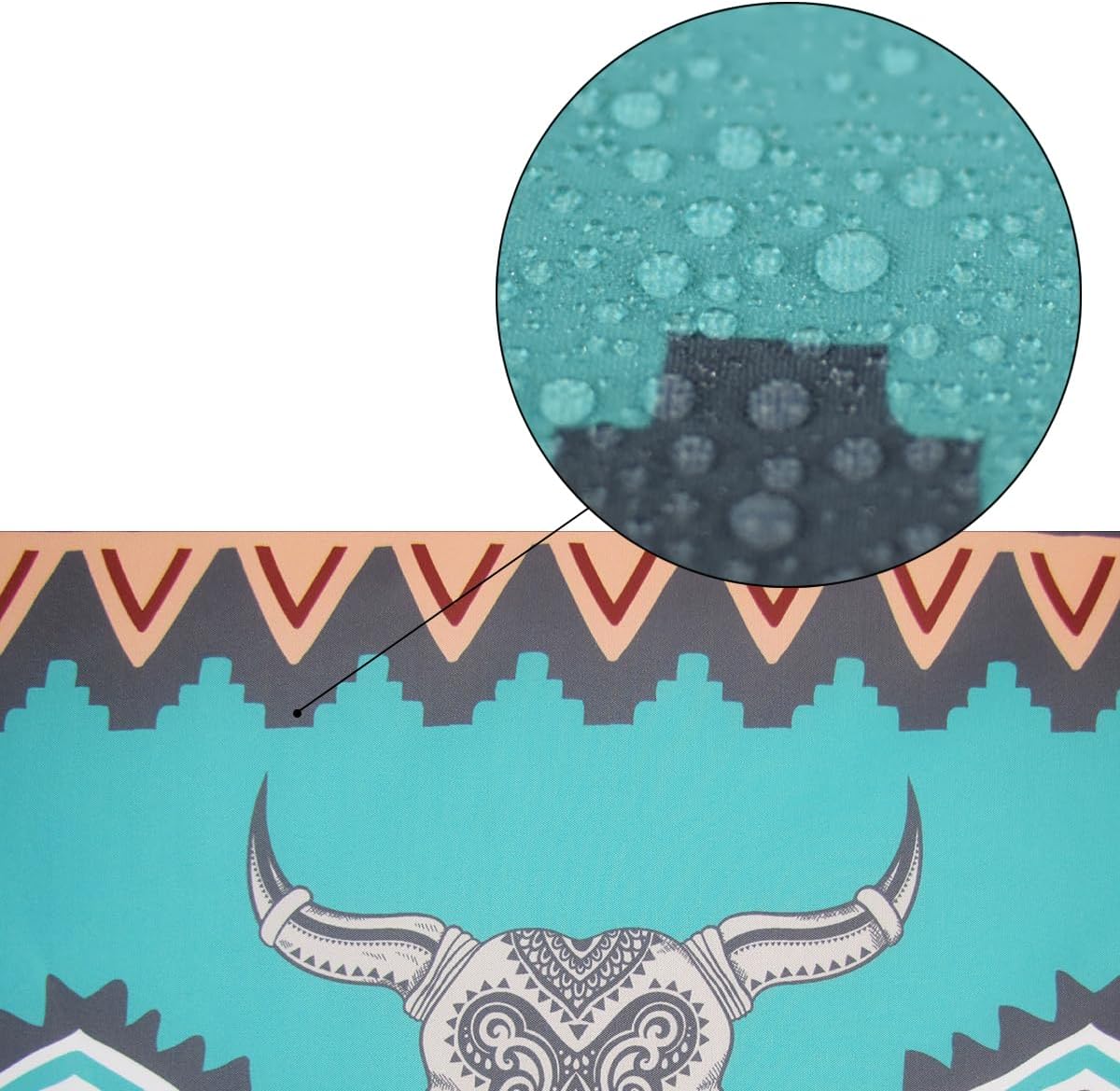 Treasure Gurus Aztec Fabric Steer Skull Shower Curtain Boho Bath Accessories Western Bathroom Home Decor