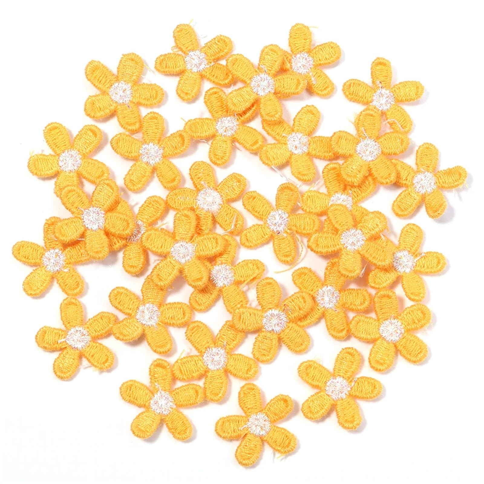 Wtaxbh Yellow 30Pcs Iron On Patches 150 Pcs Multicolor Flower Appliques 2Cm Embroidered Patches For Diy Clothes Sewing Wedding Decoration Accessories(Yellow 30Pcs)