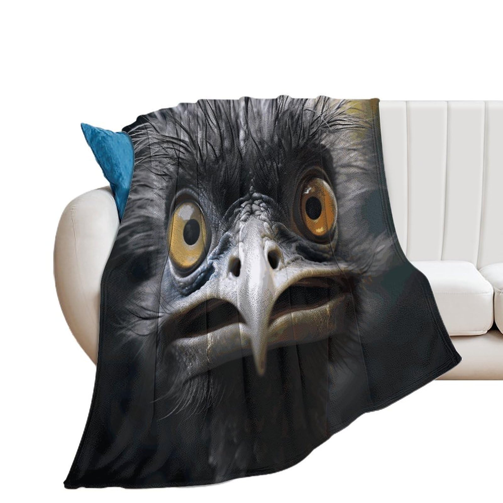 Emu Throw Blanket for Couch Super Soft Warm Lightweight Throw Blankets Cozy Flannel Bed Blanket Cute Decorative Blankets for All Seasons Home Decor Gift 30"*40"（76 * 100cm）