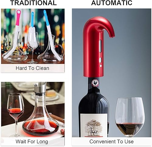 Miniatura 2 de Aireador de vino eléctrico con funda rígida de EVA, decantador de vino portátil de un solo toque y dispensador de oxidante de vino bomba para vino