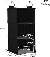 Vista 12 de Household Essentials Organizador colgante de mezcla de algodón con 3 estantes de almacenamiento, mezclilla