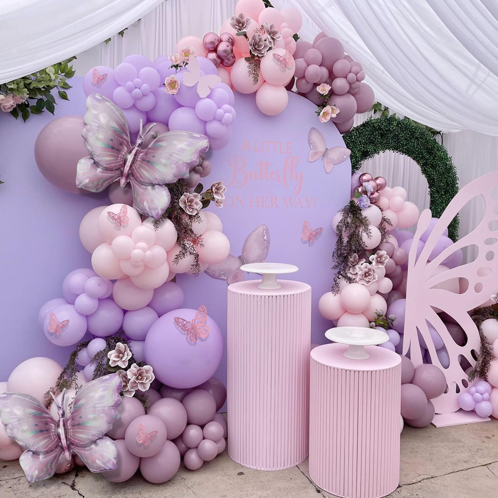 ZOOMPIL Palloncini a Forma di Farfalla - Set 46 Pezzi per Baby Shower, Decorazioni Compleanno 9 Anni, Festa Bambina