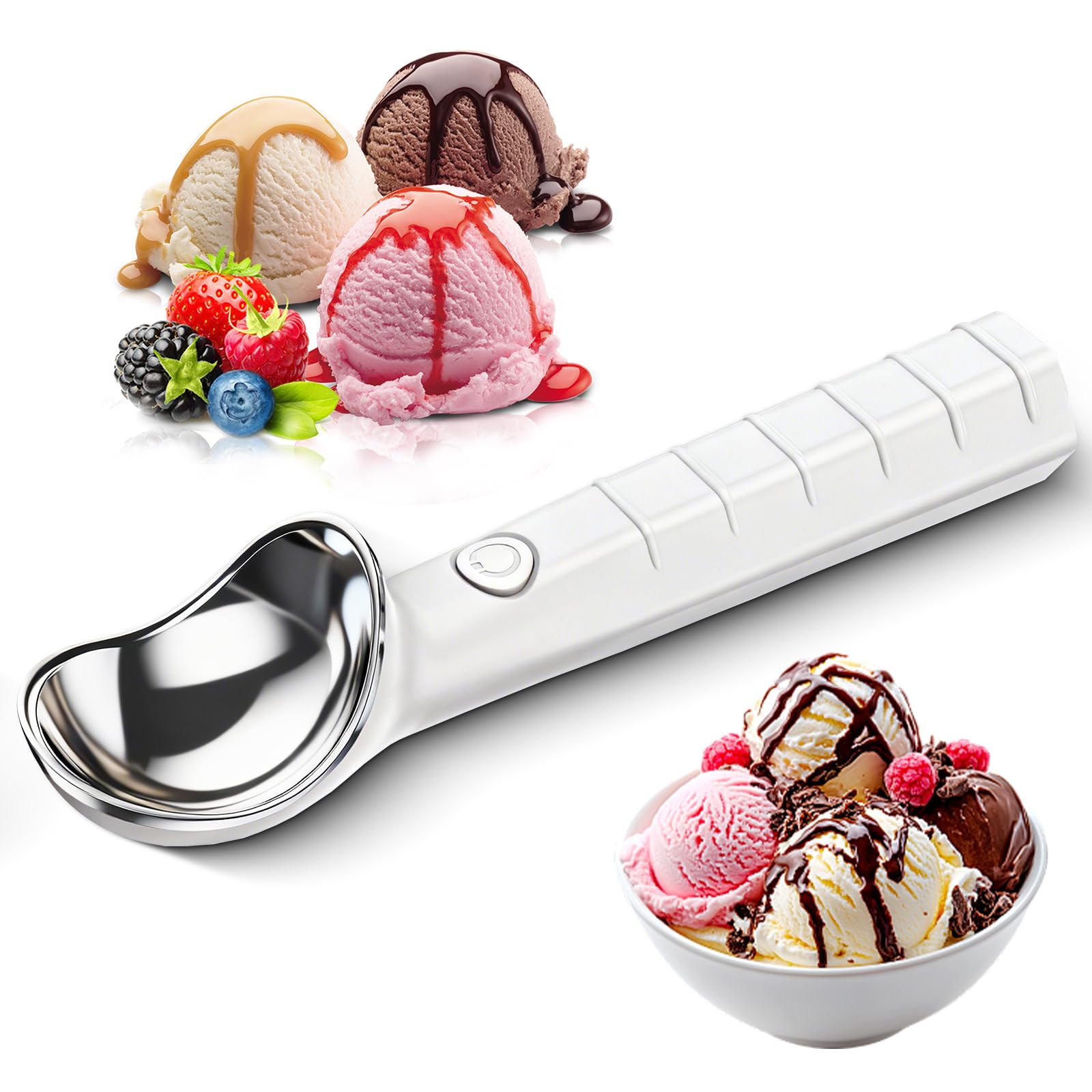 Cuillère à Glace Chauffante, Cuillere Glace Boule électrique | Chauffe à 45/70 °c, Rechargeable Pour Crème Glacée, Gelato Ou Yaourt Glacé, Facile Pour Les Personnes âgées Et Les Enfants