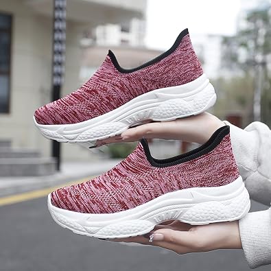 VARSKARC Womens Walking Shoes Ladies Fashion Sneakers Comfortable Slip On