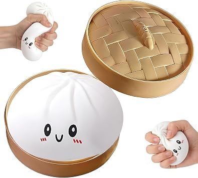 Dumpling Squishies,Squishy Fidget Toys,Squishy Dumpling Toy,Dumplings Squishys Mystery Box,Mystery Dumplings,Squishys Stress Relief Fidget Gifts for Adults Anxiety Relief Squeeze ToyWhite