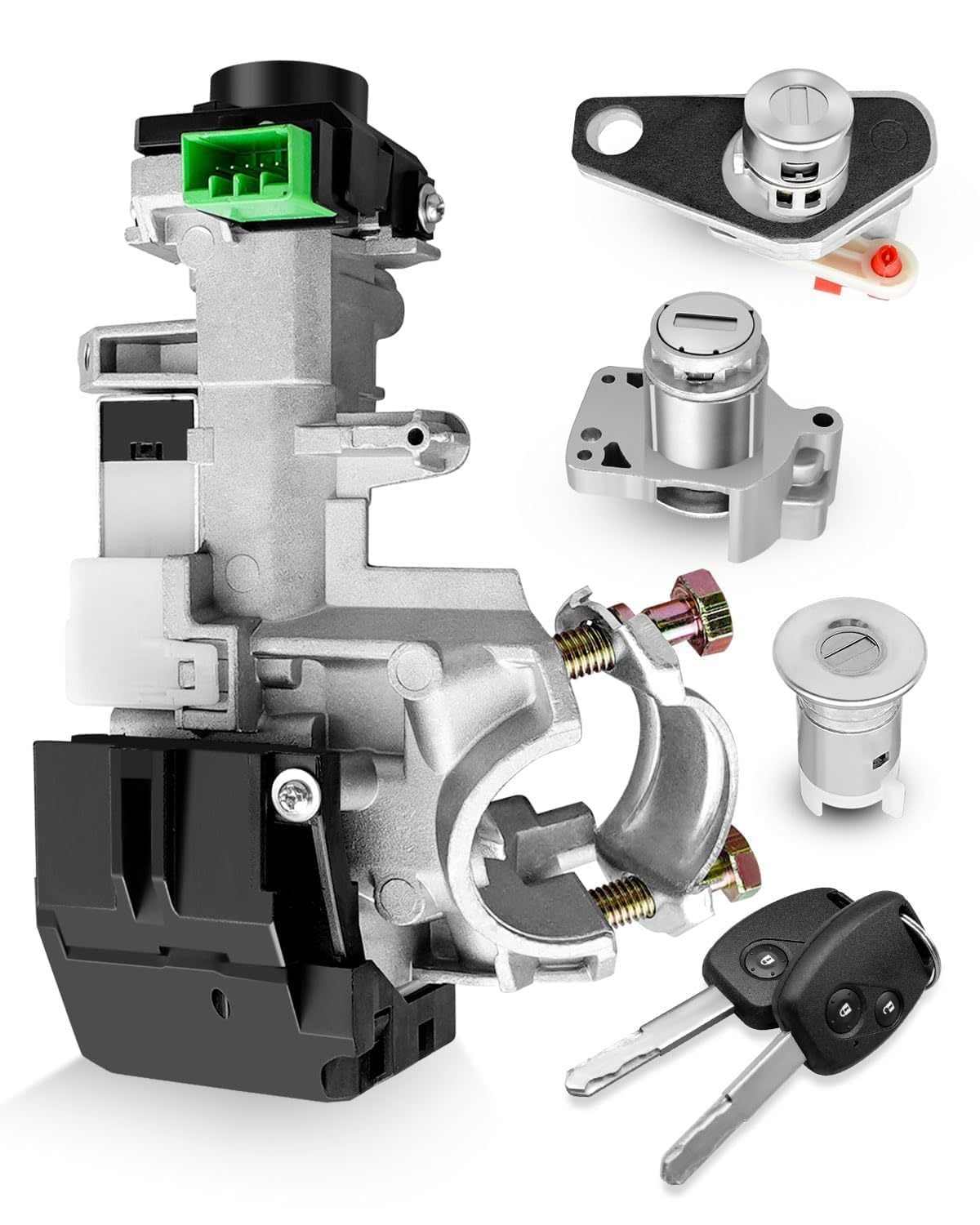 Ignition Switch Lock Cylinder Assembly Fit for Honda Civic 2006-2011, Replace 06350-SAA-G30 35100-SDA-A71, with Ignition Starter Switch Housing and Keys, for ID46 Chip