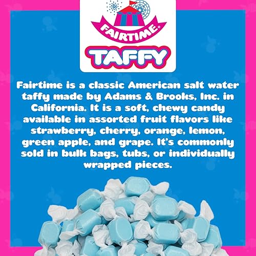 Miniatura 7 de Adams & Brooks Fairtime Taffy - Caramelo azul a granel para bufés de dulces, caramelo de frambuesa azul, caramelo de frambuesa azul - 3 libras de