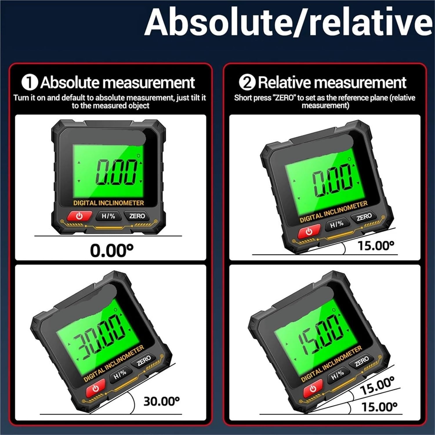 Digital Angle Finder, Digital Angle Gauge Magnetic Protractor Inclinometer Level Finder Electronic Box With Backlight,Angle Finder