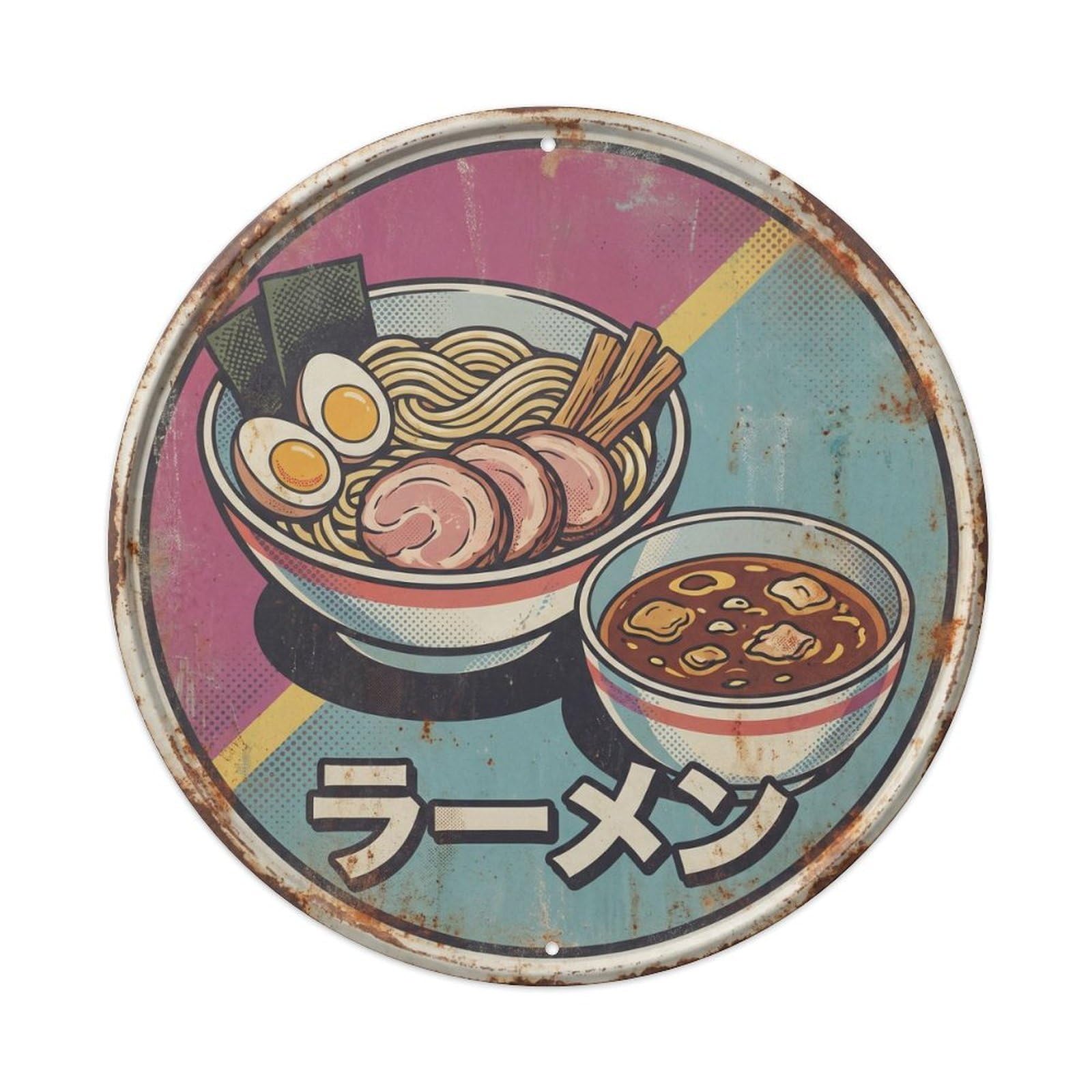 Cxhjca 8X8inch(20X20cm) Ramen Japanese Restaurant Kitchen Vintage Graphic Soup Metal Tin Sign