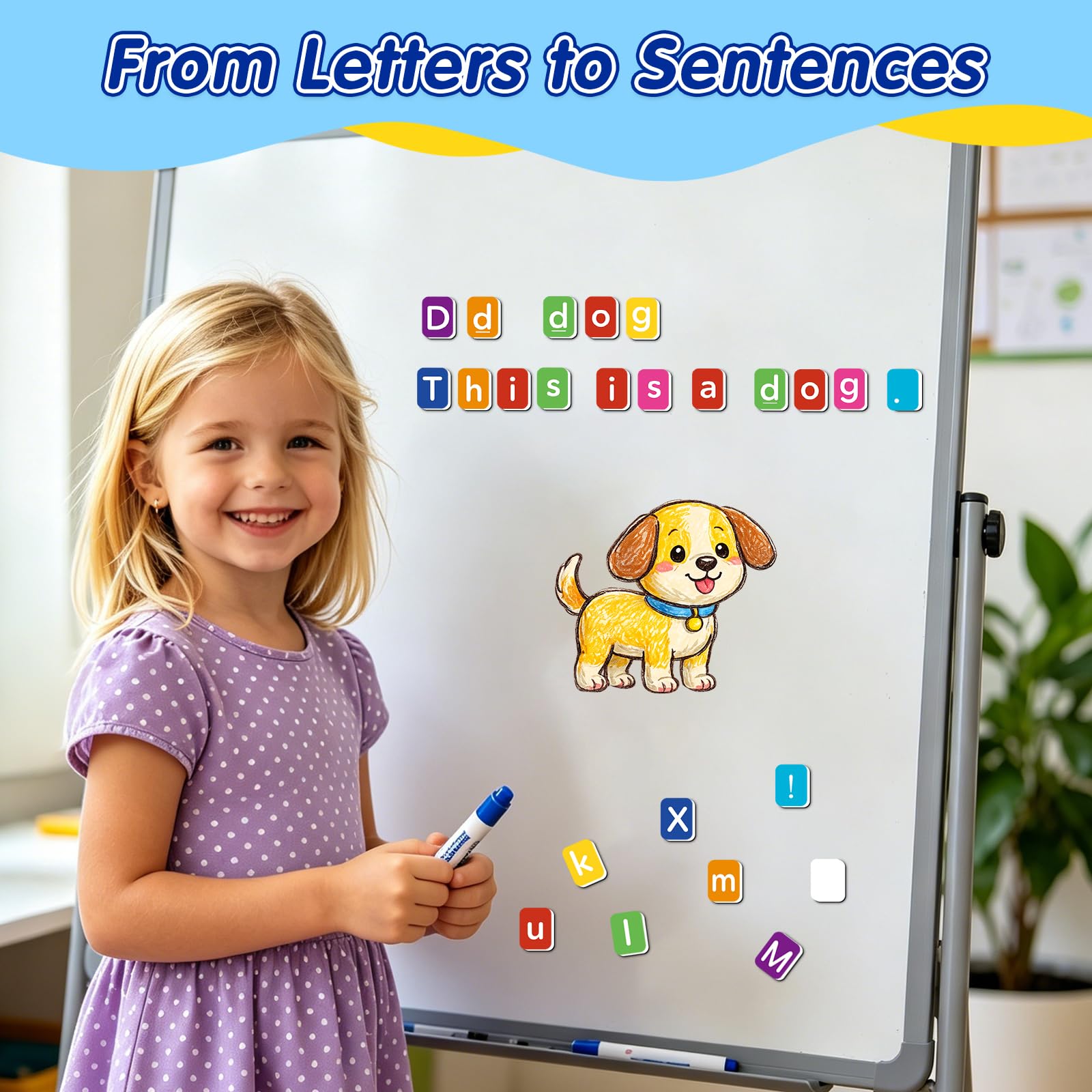 Carreaux de lettres magnétiques pour tout-petits - Aimants de réfrigérateur - Jouets d'apprentissage phonétique - Manipulatives d'orthographe - Jeux de sensibilisation phonémique