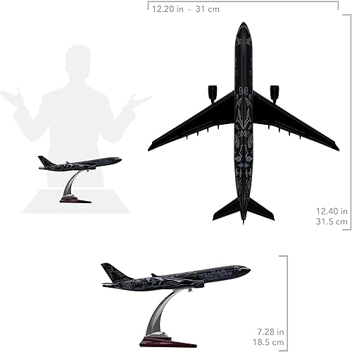 Miniatura 3 de Zekupp Airbus A330-300 1200 - Modelo de avión de diseño especial con patrón negro