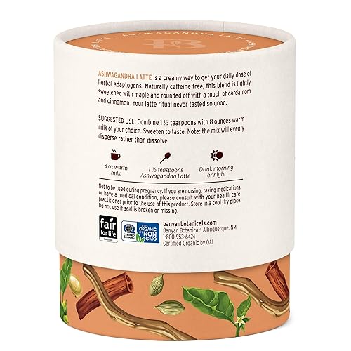 Miniatura 2 de Banyan Botanicals Ashwagandha Latte - Mezcla de café con leche orgánico sin cafeína - Bebida adaptógena a base de hierbas instantáneas para energía,