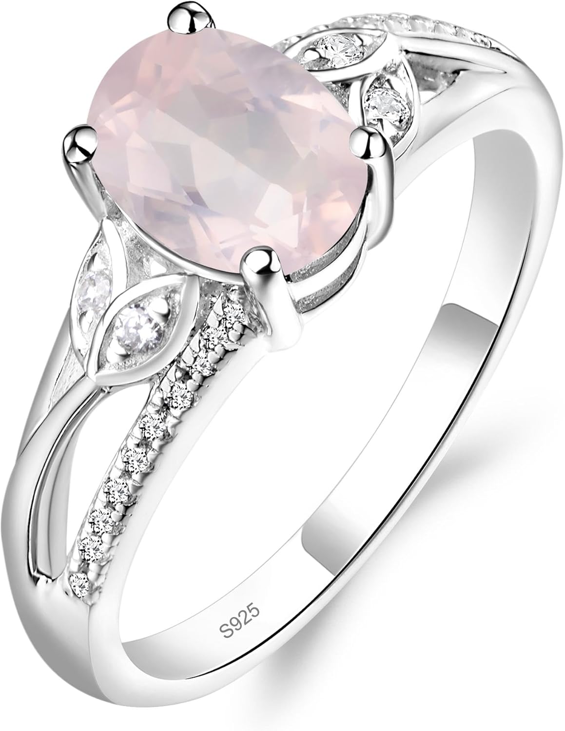 925 Sterling Silver Oval Shaped 8X6 MM Gemstone Ring Leaf Engagement Ring for Women Jewelry