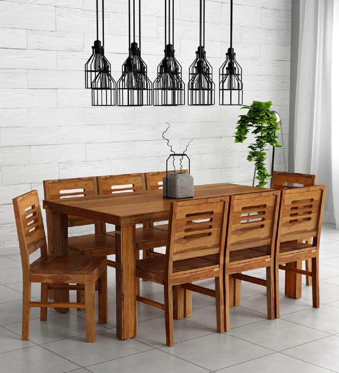 TULCHA FURNITURE Sheesham Wood 8 Seater Dining Table with Chairs Wooden ...