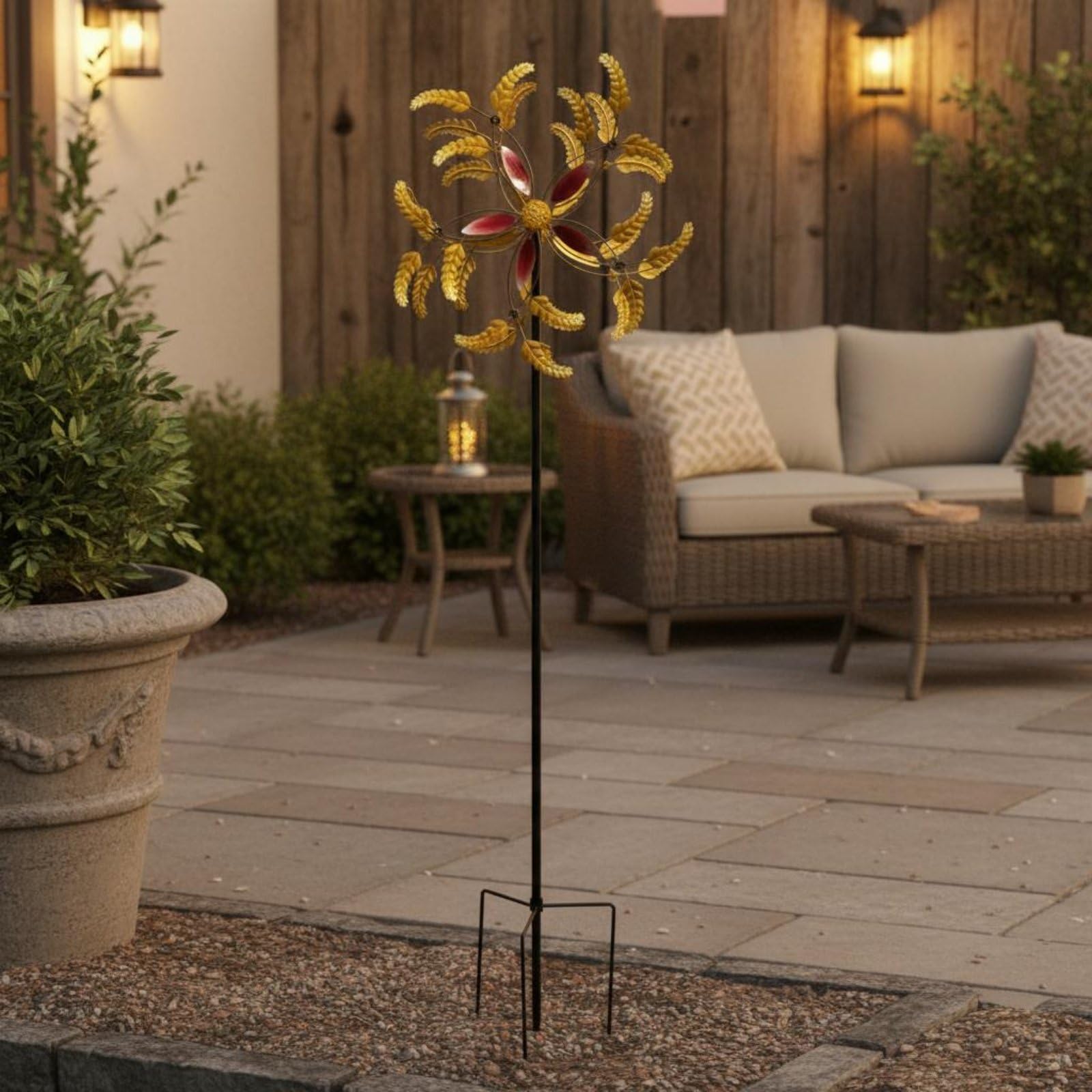 Girandola da Giardino Decorativa Girandola Scultura Metallo Mulino a Ornamentale Ferro Verniciato Resistente Esterno Effetto Dinamico Rilassante Adatta per Prato Aiuole Terrazza