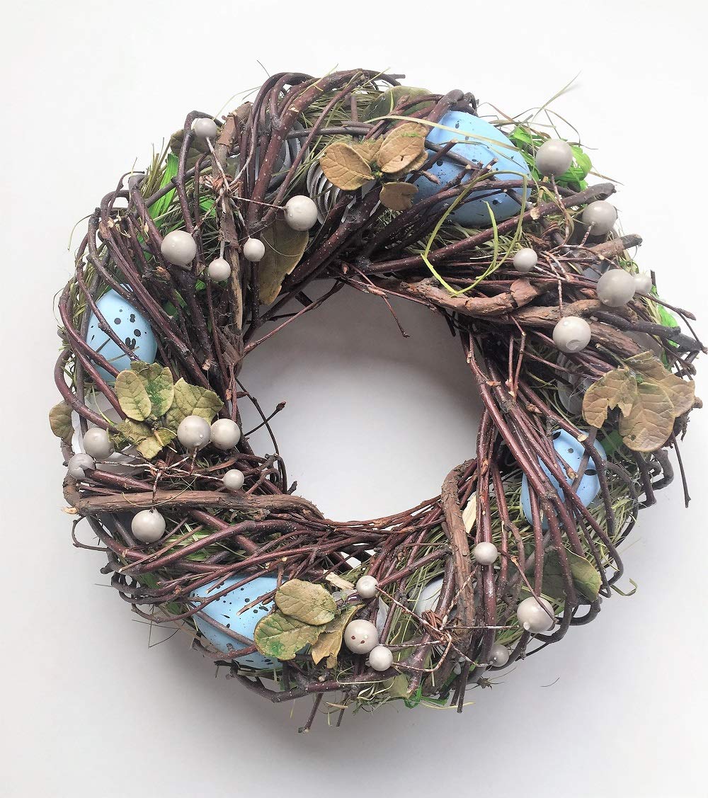 Osterkranz Frühling 35 Cm – Künstlicher Blumenkranz Mit Eiern & Eukalyptus – Für Tür, Wand, Garten & Wohnzimmer