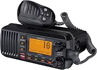 UNIDEN UM435BK Avançado Rádio Marinha Fixa VHF, todos os canais marítimos dos EUA/Internacional/Canadá, incluindo novos canais de 4 dígitos, CDN “B”, 1 watt/25 watts, IPX8 Submersible, preto