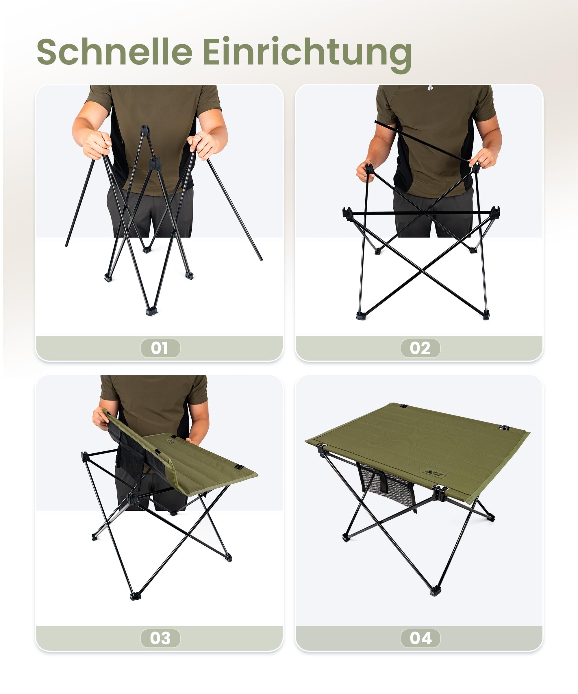 OneTigris CAMPMATE Campingtisch faltbar, Klapptisch klein faltbar, Outdoor Tisch Ultraleicht tragbarer, Tisch klappbar, Tragfähigkeit bis zu 30 kg für Outdoor, Wandern