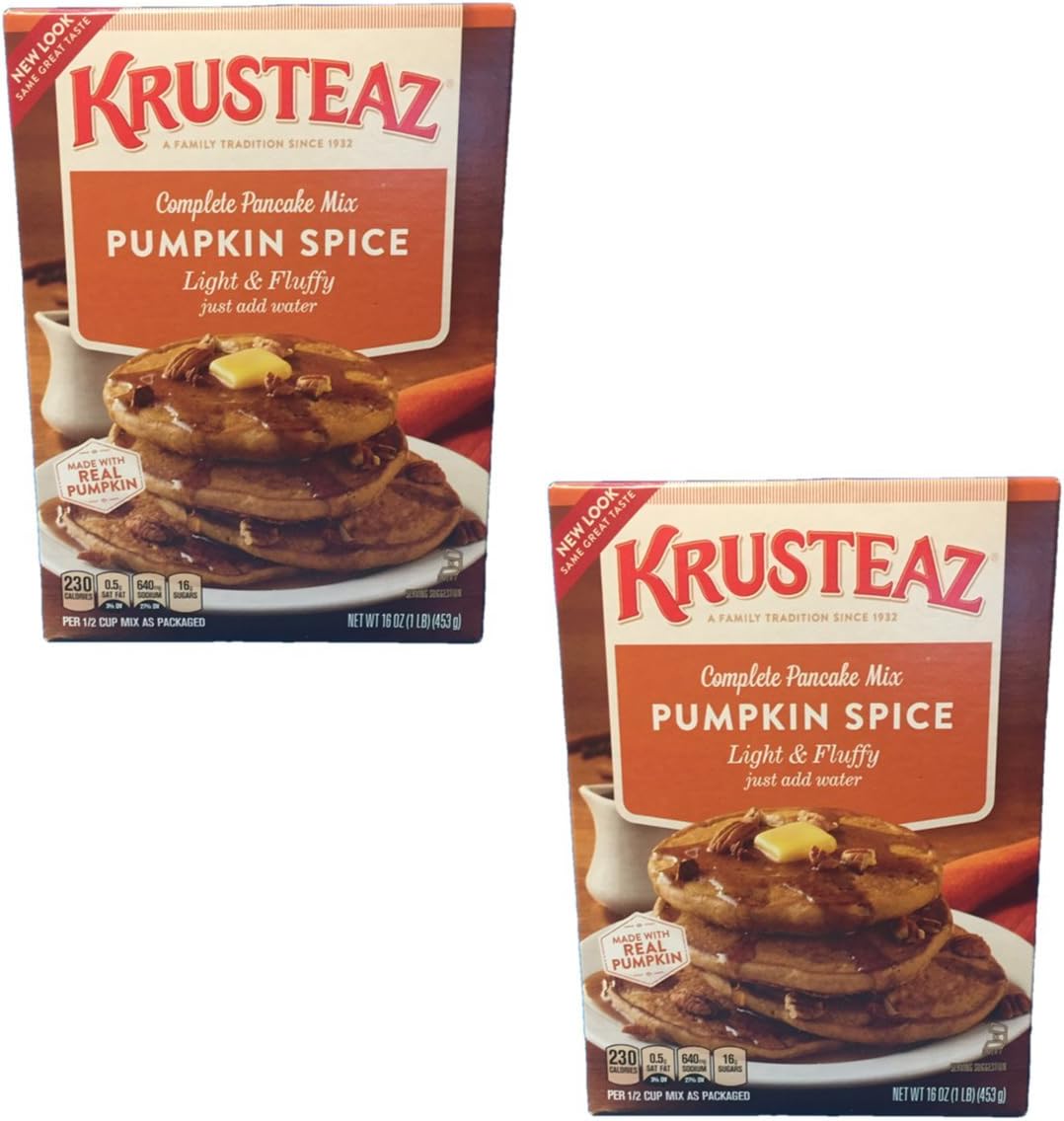 Baking Mix, Pumpkin Spice Complete Pancake Mix, Light & Fluffy, Made with Real Pumpkin & No Artificial Flavors or Preservatives, 16 OZ Box (Pack of 2)