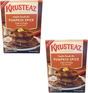 Krusteaz Baking Mix, Pumpkin Spice Complete Pancake Mix, Light & Fluffy, Made with Real Pumpkin & No Artificial Flavors or Preservatives, 16 OZ Box (Pack of 2)