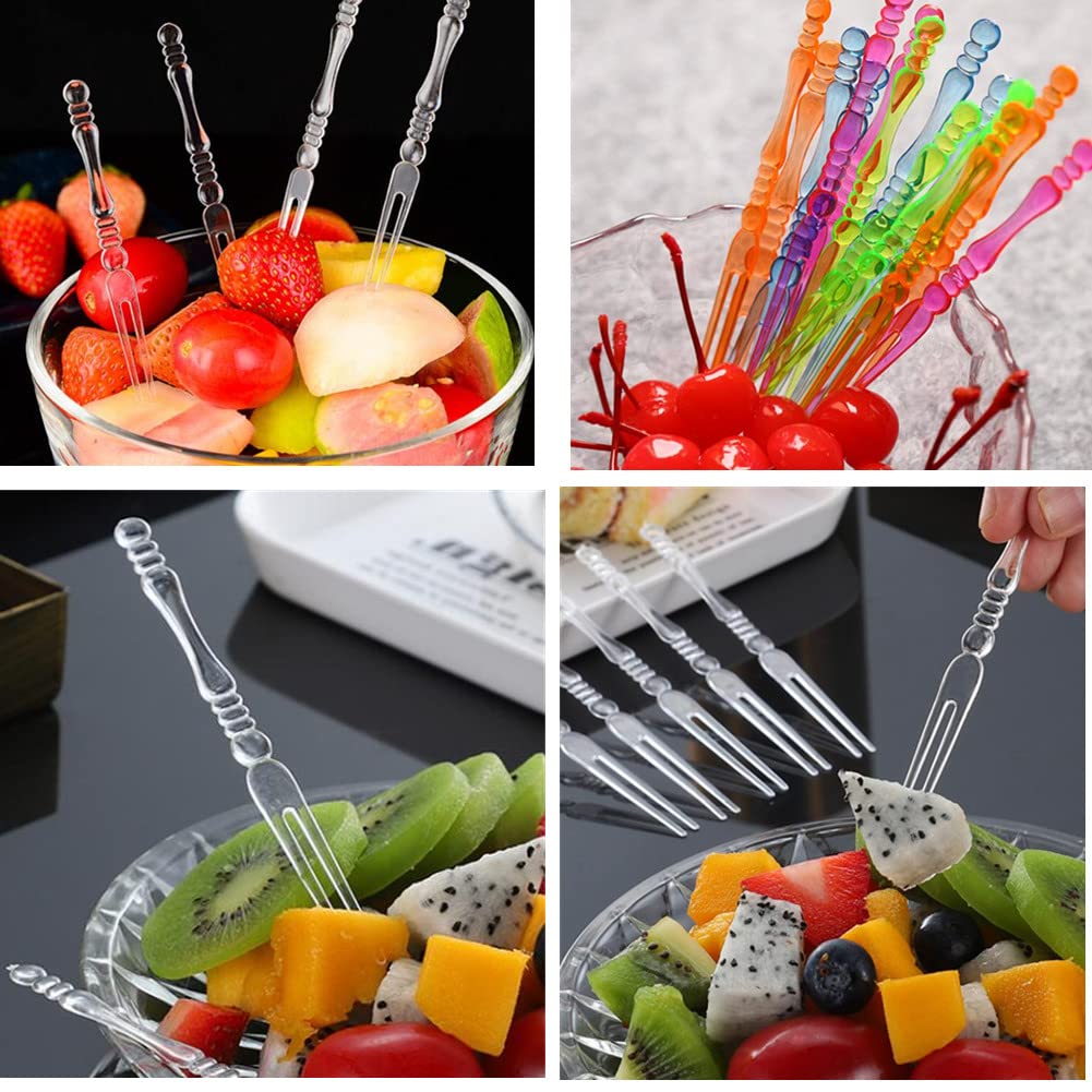 Honkenda Disposable Plastic Cocktail Picks, 400PCS Multicolor Fruit Forks — Amazon image 7