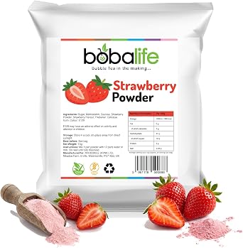 Bobalife Strawberry Bubble Tea Milk Powder 1kg   Taiwanese Milk Tea Powder Mix for Bubble Tea, Iced Milk Tea, Smoothies & Dessert Drinks   Vegan & Gluten Free