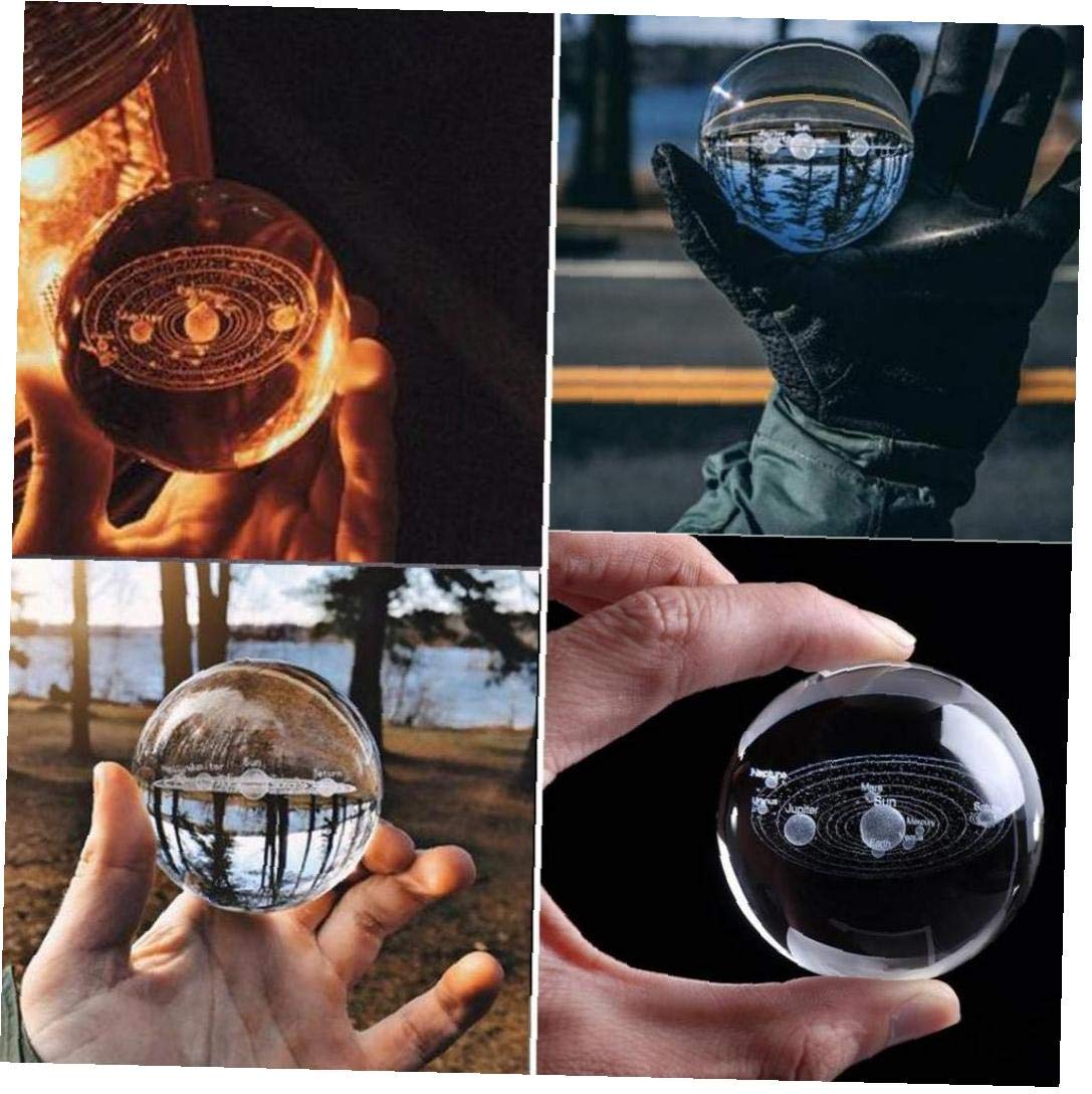 MEIYIFAN Bola De Cristal 3D Galaxia - Sistema Solar Con Grabado Interior, Miniatura Decorativa De Cristal K9 Transparente (Milky Way)