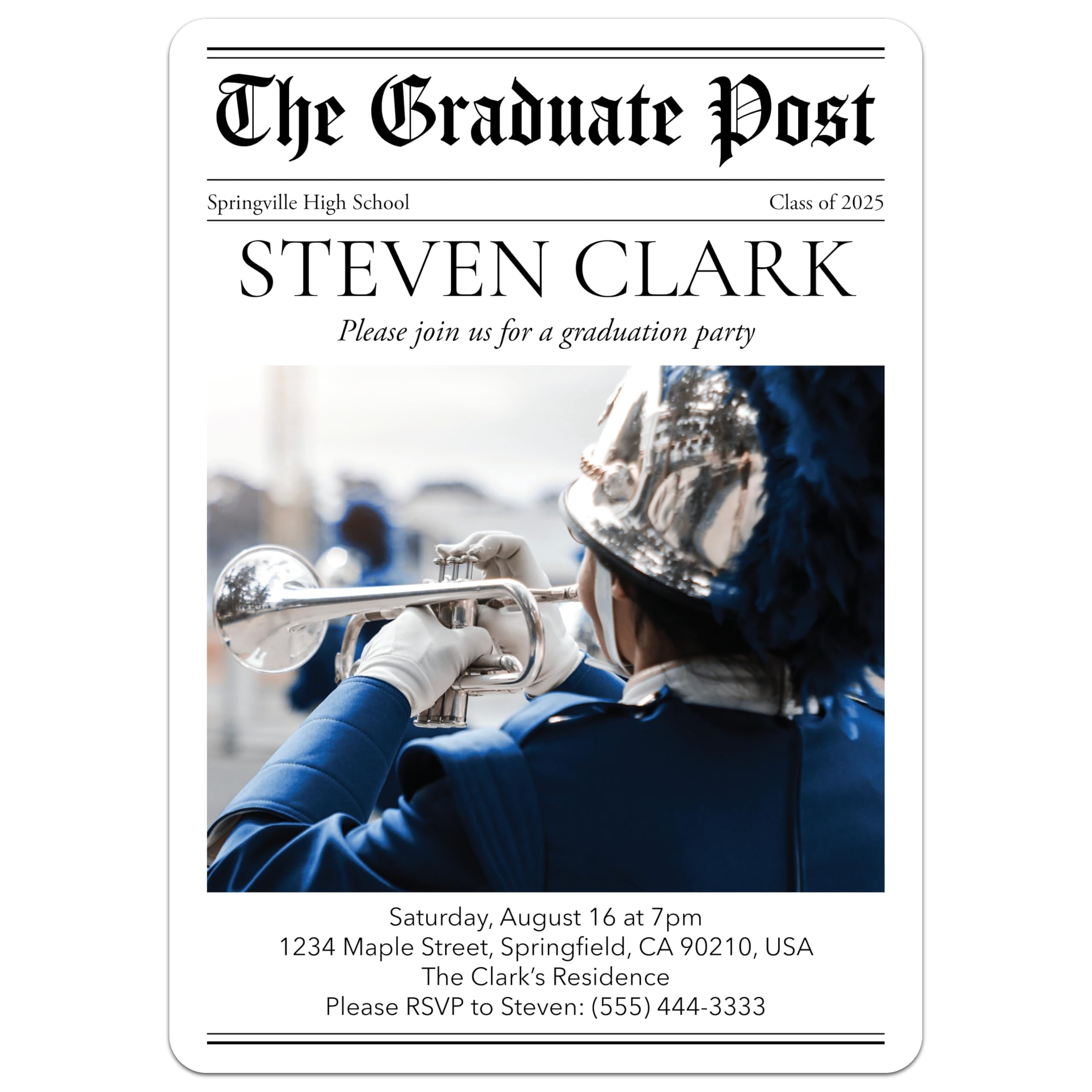 Bunny Badges Personalized Graduation Invitations - Custom Graduation Announcements for Grad Party (Grad Post)