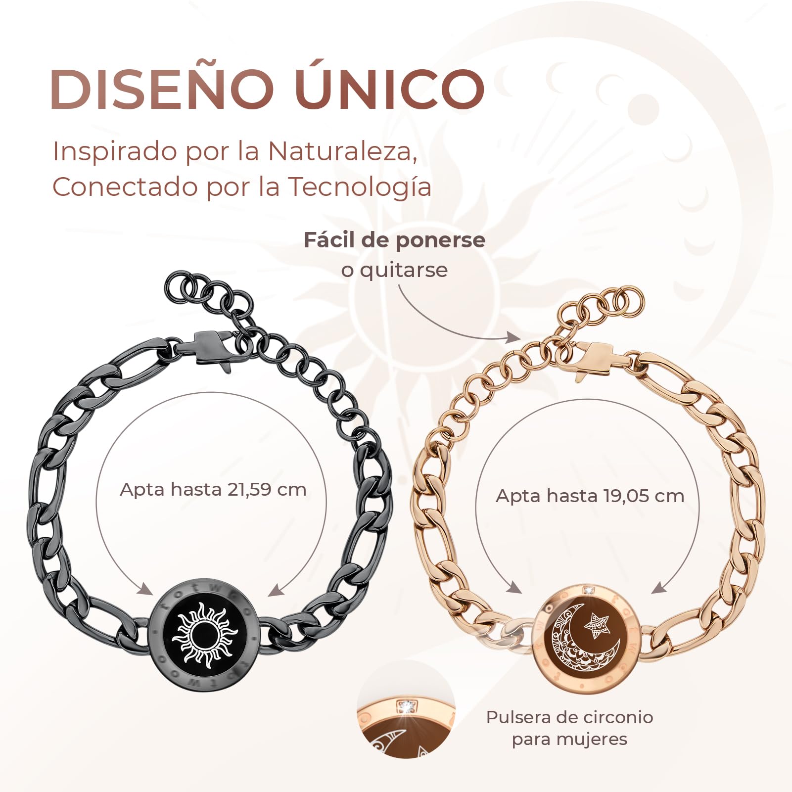 TOTWOO Pulseras Inteligentes para Parejas con Bluetooth a Distancia