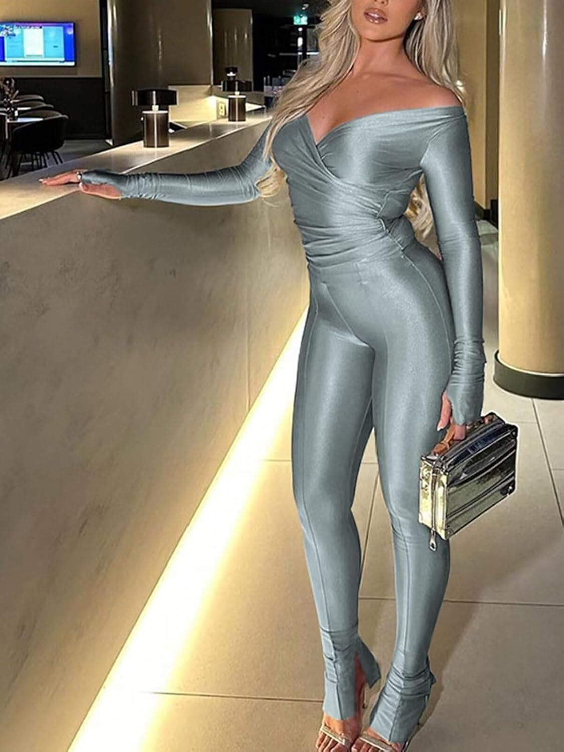 acelyn 2 Piece Outfits for Women Sexy Off Shoulder Tops Bodycon Flared Pant Sets Club Outfits Tracksuit - Image 5