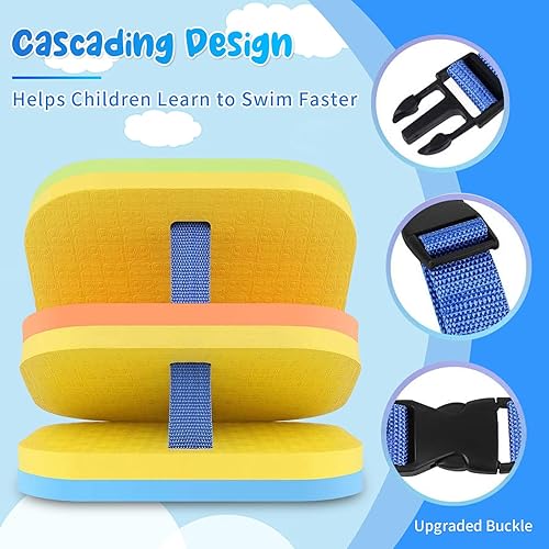 Miniatura 2 de VSATEN Flotador de espalda, cinturón de natación con capas ajustables de burbujas, espuma dividida, tabla de entrenamiento de seguridad, flotadores