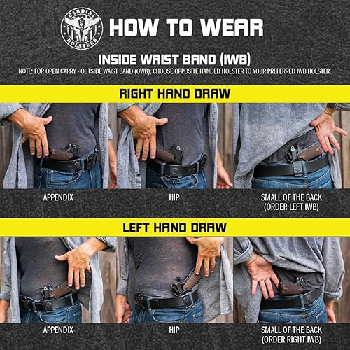 Miniatura 5 de Cardini Leather - Funda de cuero IWB, se adapta a la mayoría de pistolas estilo 1911, accesorios para Kimber, Colt, S&W, Remington, Ruger, fundas de