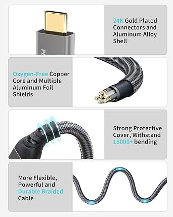PHIXERO USB C Cable (100W/20Gbps/3.3Ft), 4K@60Hz Video Output Type-C, 2-in-1 USB-A/C to C, 3.2 Gen 22 for MacBook Pro/Air/iPad Pro USB-C Monitor