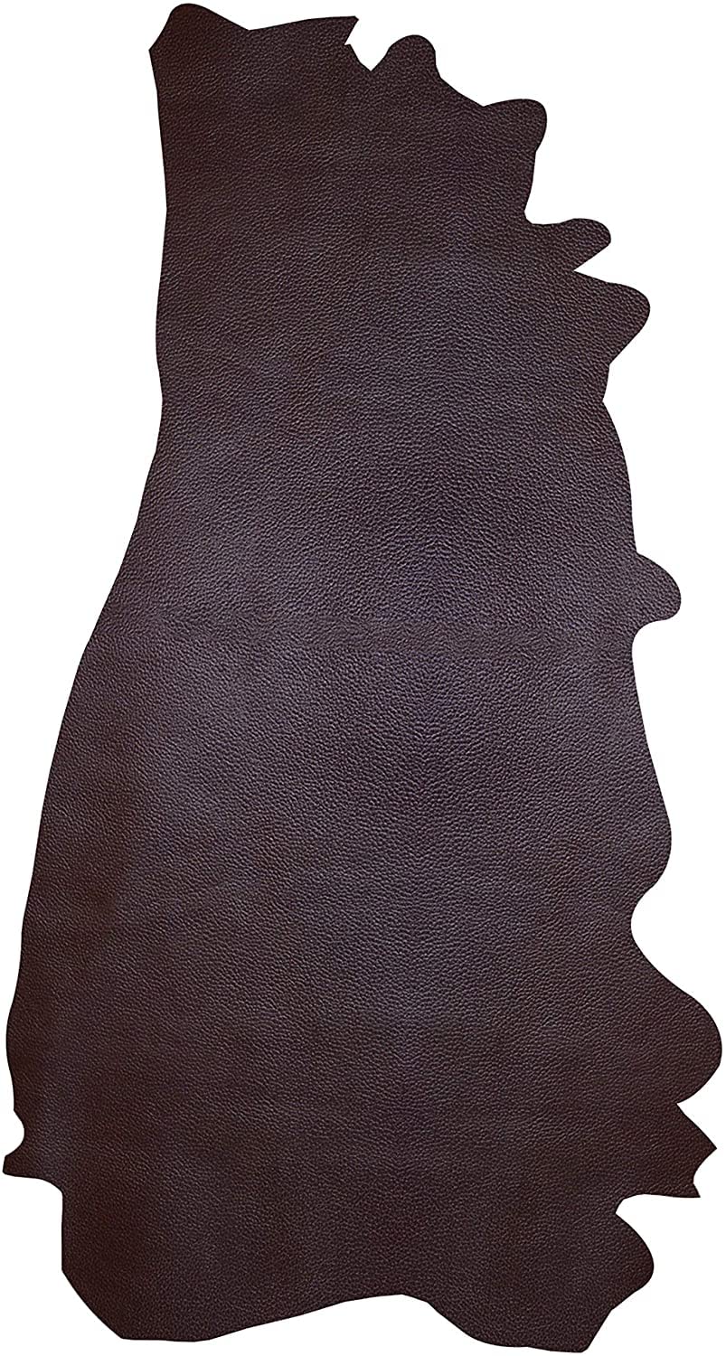 Full Grain Cowhide Leather for Crafting Thick Leather Sheets Tooling Leather Sewing Hobby Workshop (5-6 SQ FT, Dark Brown)