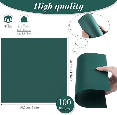 Miniatura 2 de Ctosree 100 hojas de papel de cartulina de 12 x 12 pulgadas, 6.35 ozm, cubierta de 65 libras, 120 libras de grosor, suministros creativos, para