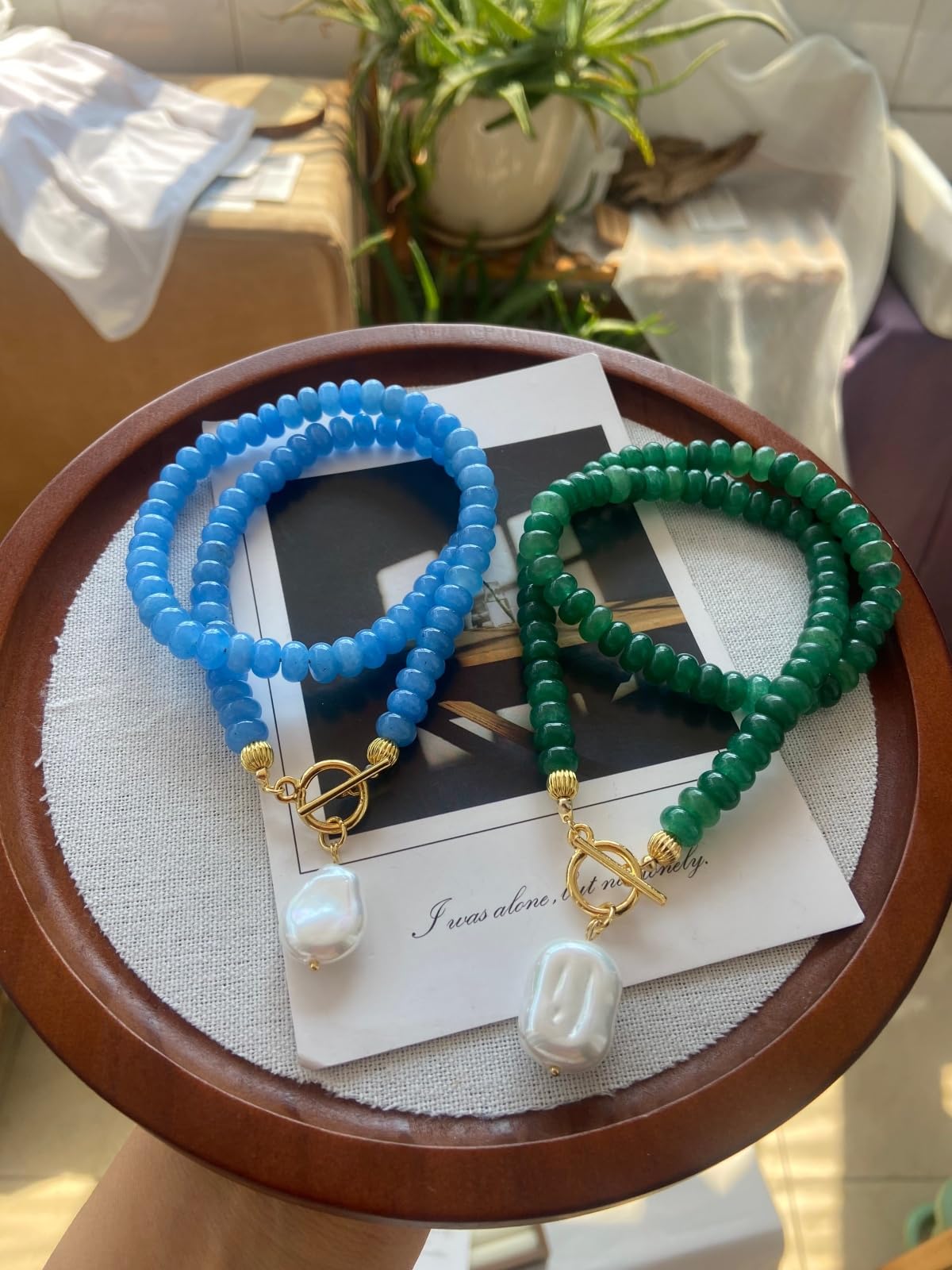 Collares de piedras preciosas con cuentas para mujer, collares