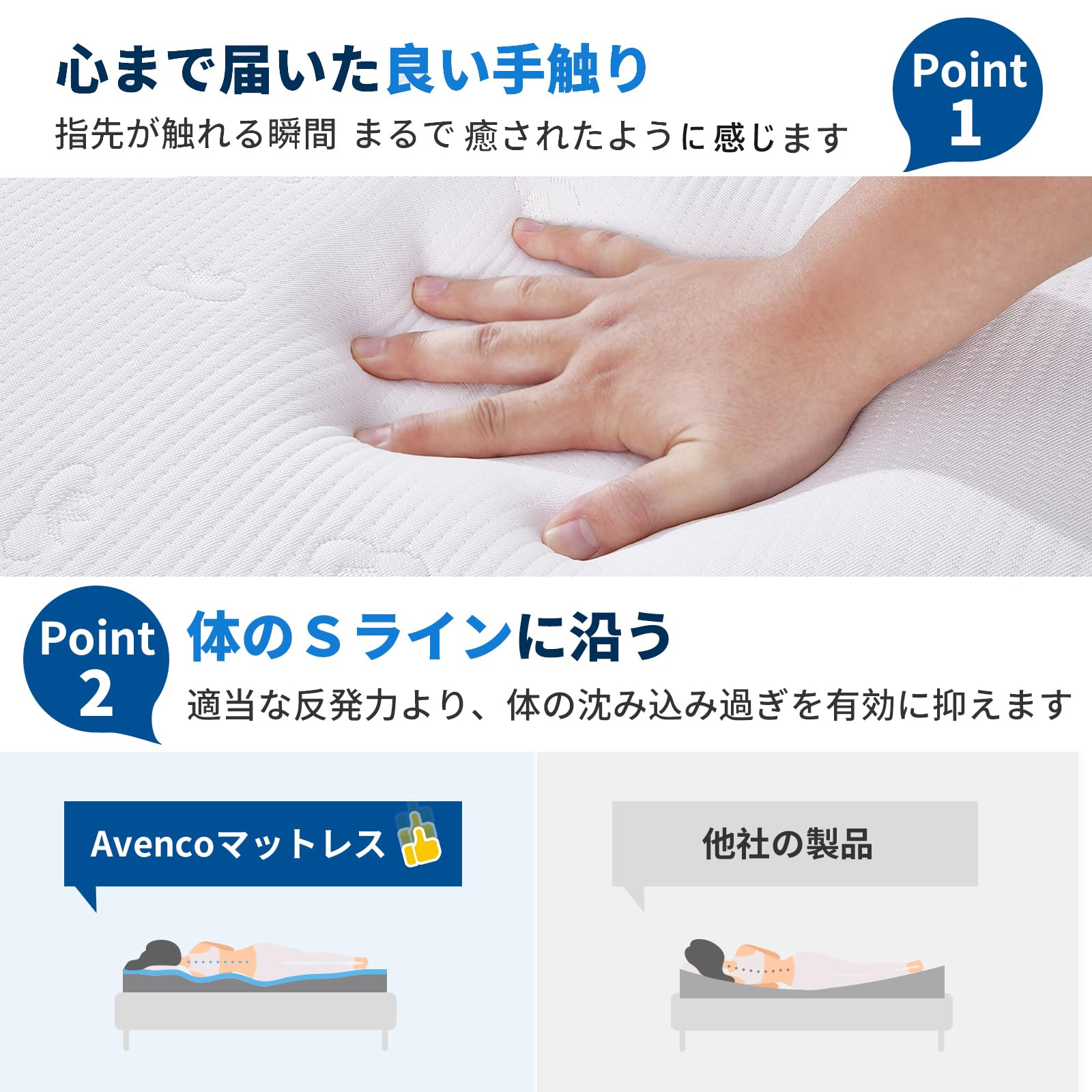 Amazon｜Avenco マットレス シングル 高反発 やや硬め 極厚20cm
