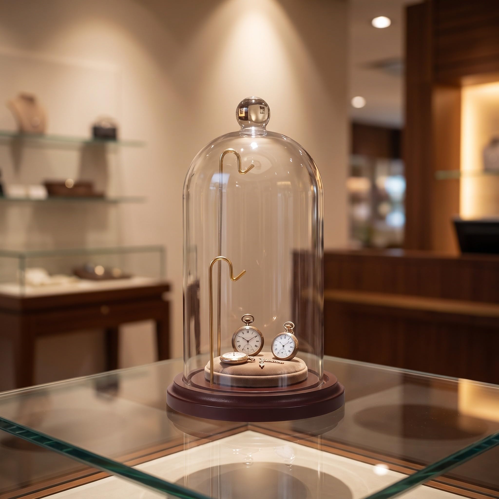 ibasenice Soporte para reloj de bolsillo con cúpula de cristal y base de