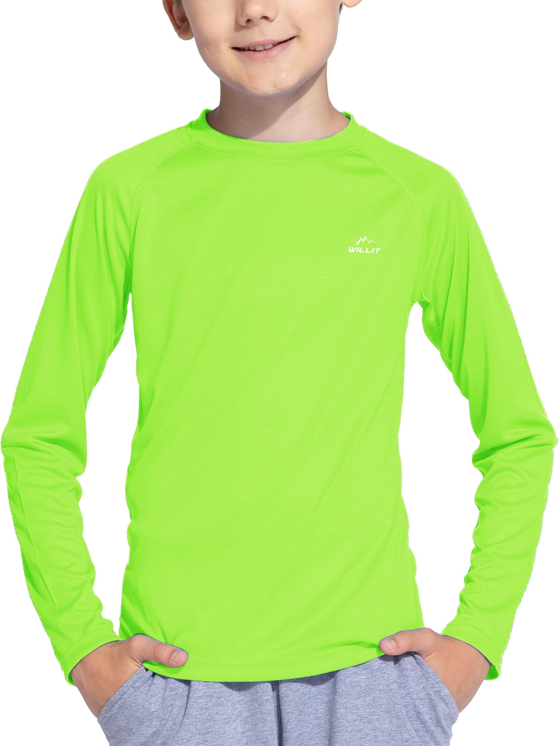 Willit Boy's UPF 50+ Sun Protection Shirt Long Sleeve Rash Guard Swim Shirts Youth SPF Fishing Quick Dry Shirt