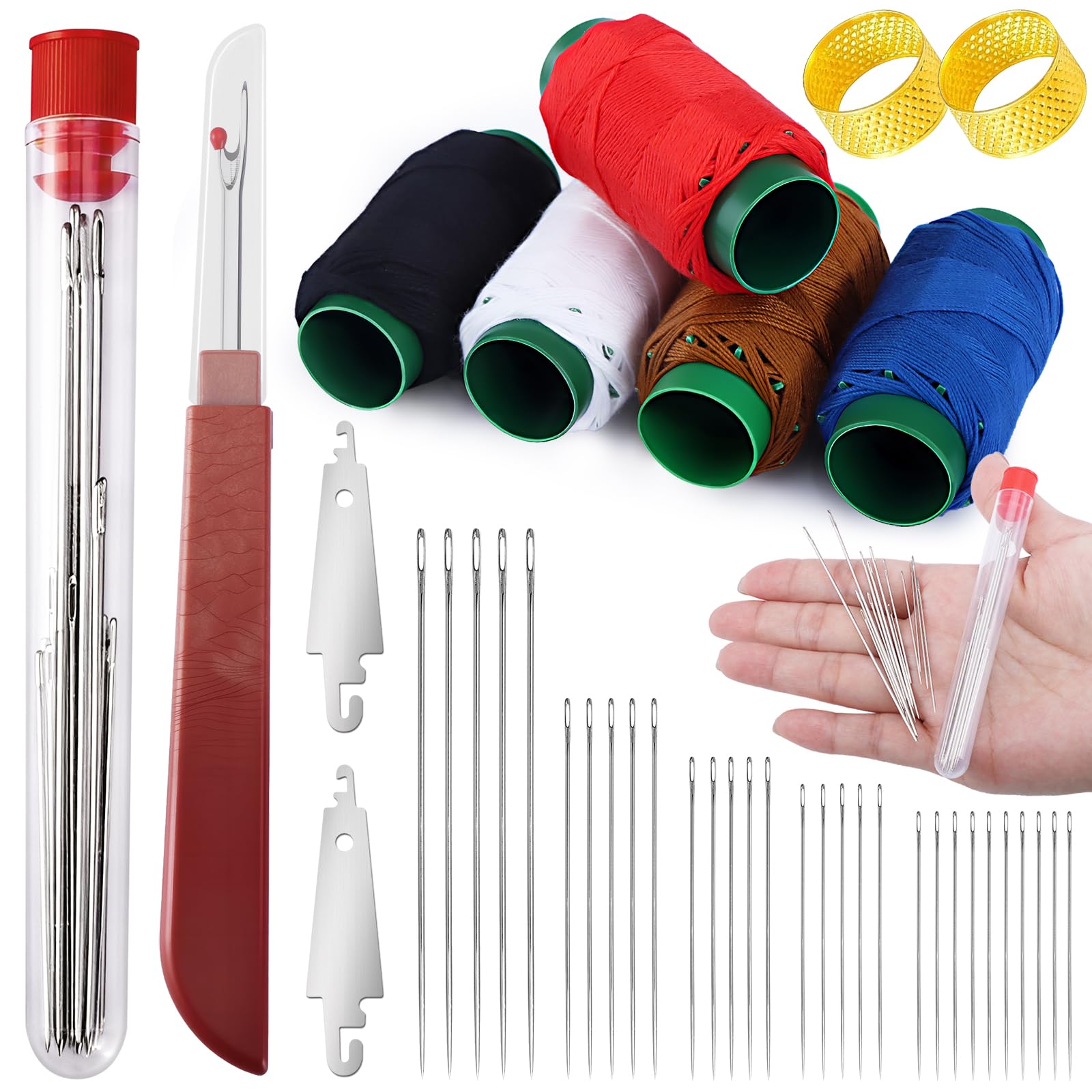 41PCS Stainless Steel Sewing Tool Set, Needles Thread Hand Repair Embroidery Tools Sets, Needle and Thread for Hand Sewing, Portable DIY Sewing Tool Set for Beginners and Professional Crafters